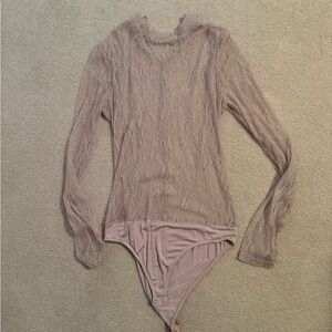 Lace Long Sleeve Bodysuit - Mauve